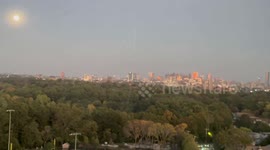Serene moonset over Cambridge with Boston view, Massachusetts, USA