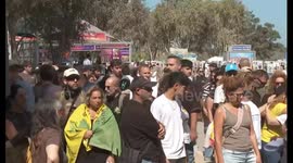 Commemoration at Nova Music Festival site on October 7 anniversary, Reim, Israel