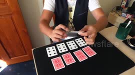 Magician makes cards completely blank
