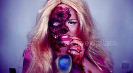 Woman turns herself into 'burnt princess' with liquid latex makeup