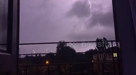 Powerful lightning storm over Windsor, UK