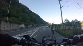 Motorcyclist crashes while performing high-speed wheelie