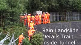 Train Hits Rain Flood Landslide Derailed at Watford London Passengers injured