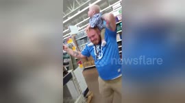 Newsflare Edit - Baby goes crazy for balloon hitting his face.