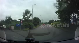 Dashcam - Car Skids Out At Motorway Services
