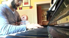 Sending a baby to sleep with piano cover of Coldplay's Fix You