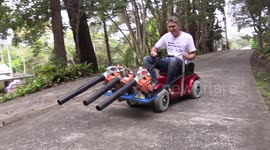 Father invents 'triple leaf blower go-kart' machine