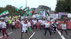 Refugees Welcome Flashmob dance on Park Lane, London