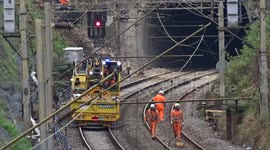 Engineers Clear Train Tracks and Secure Bank after Landslide disaster