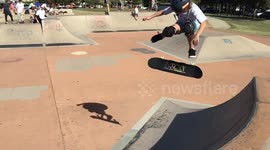 Insane Kickflip Over a 4 - 5 Foot Ramp !