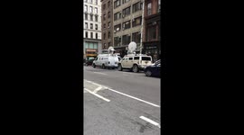 Large number of media gathered in New York after explosion