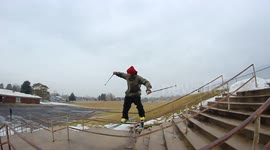 Crashing down the stairs