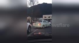 A comical parallel parking fail