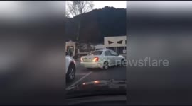 A comical parallel parking fail