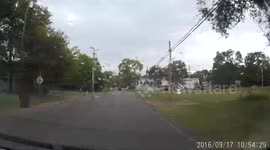 Car sliding into a stop sign Dash Cam footage