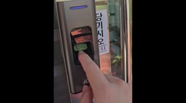 Tiny frog blocks biometric scanner in Daegu, South Korea