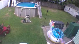 Lawn Mower Runs Over Pool Pump