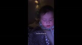 Baby first time seeing himself in a camera