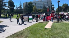 US, Los Angeles: Northridge CSUN Pro-Palestinian Demonstration March Part 2