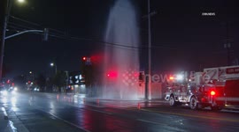 US, Los Angeles: Historic South Central Los Angeles Hydrant Sheared During Crash