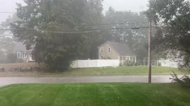 Heavy rain falls as cold front moves in Boston, Massachusetts, USA