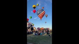 Hot air balloons fill the sky at Albuquerque Balloon Fiesta, New Mexico, USA