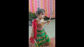 Enchanting Dandiya Performance by Little Dancer During Durga Puja Festivities