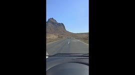 Antelope herd crossing the road in Nakhchivan, Azerbaijan