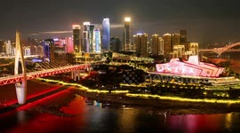 View of the amazing chongqing skyline from a unique high vantage point as the city lights up at night