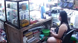 Philippines earthquake jolts shop sending owner running outside in panic