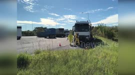Italy: Firefighters Battle Dangerous Acid Leak From Tanker In Italy