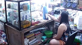 Philippines earthquake jolts shop sending owner running outside in panic