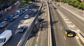 Avenida Meridiana, one of major roads into barelona heavy with traffic during rushhour