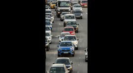 Avenida Meridiana, one of major roads into barelona heavy with traffic during rushhour