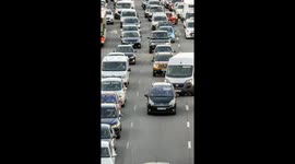 Avenida Meridiana, one of major roads into barelona heavy with traffic during rushhour