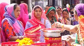 View of Crowded Market on Karwa Chauth (Husband's Day) festival in India