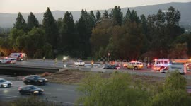 US, Los Angeles: Simi Valley Fiery Crash Snarls Traffic On 118 Freeway