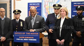 US: NYC Mayor Adams And NYPD Commissionner Tisch On Subway Safefy Improvement 1 Year Anniversary