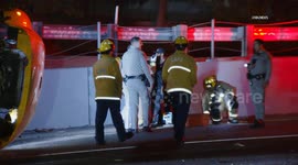 US, Los Angeles: East Hollywood Box Truck Rollover