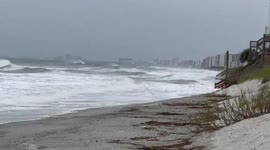 Stormy waves and high tide at North Myrtle Beach, South Carolina, USA