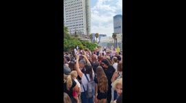 Crowds gather in Kidnapped Square to celebrate Gaza peace deal in Tel Aviv-Yafo, Israel