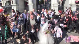 Participants dressed as gruesome zombies gather in central London for World Zombie Day