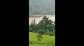 The whole village was submerged in flood water in Vietnam