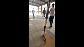 Football ball unexpectedly flies toward the spectators in Jeddah, Saudi Arabia
