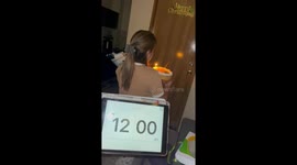Toddler accidentally kicks father's surprise birthday cake