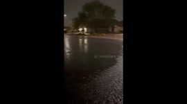 Floodwaters rise in Lindsay Ranch neighborhood in Gilbert, Arizona, USA
