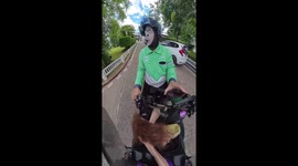 Playful horse mask ride on motorcycle in Thailand