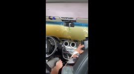 Vehicle gets stuck and flooded on muddy coast in Rio Grande do Sul, Brazil