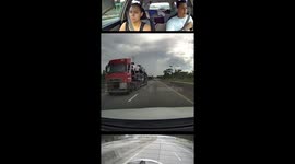 Close call with oncoming truck in Limón, Costa Rica