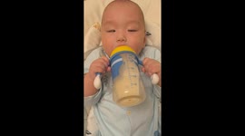 Baby startled while dozing off in Heilongjiang, China